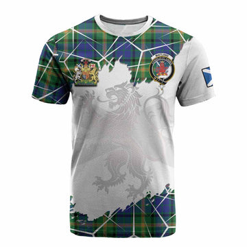 Maitland Tartan Cotton T-shirt with Family Crest and Lion Rampant Grunge Style