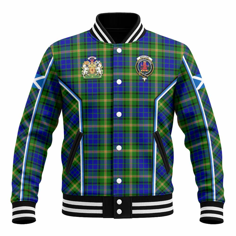 Maitland Tartan Crest Baseball Jacket Scotland Coat of Arm Flag Style - Tartan Vibes Clothing