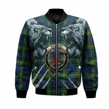Maitland Tartan Crest Bomber Jacket Ferocious Lion Style