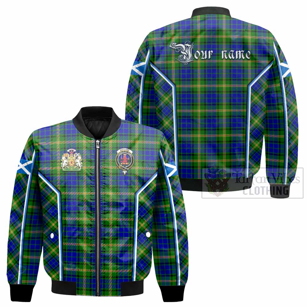 Maitland Tartan Crest Bomber Jacket Scotland Coat of Arm Flag Style - Tartan Vibes Clothing