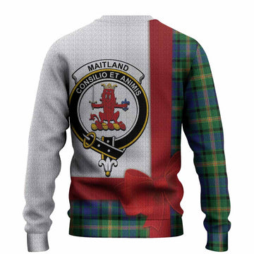Maitland Tartan Crest Christmas Christmas Ugly Sweater Highland Cow Bagpipes Coquette Bow Style