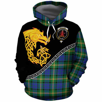 Maitland Tartan Crest Cotton Hoodie Legendary Dragon Knot Half Style