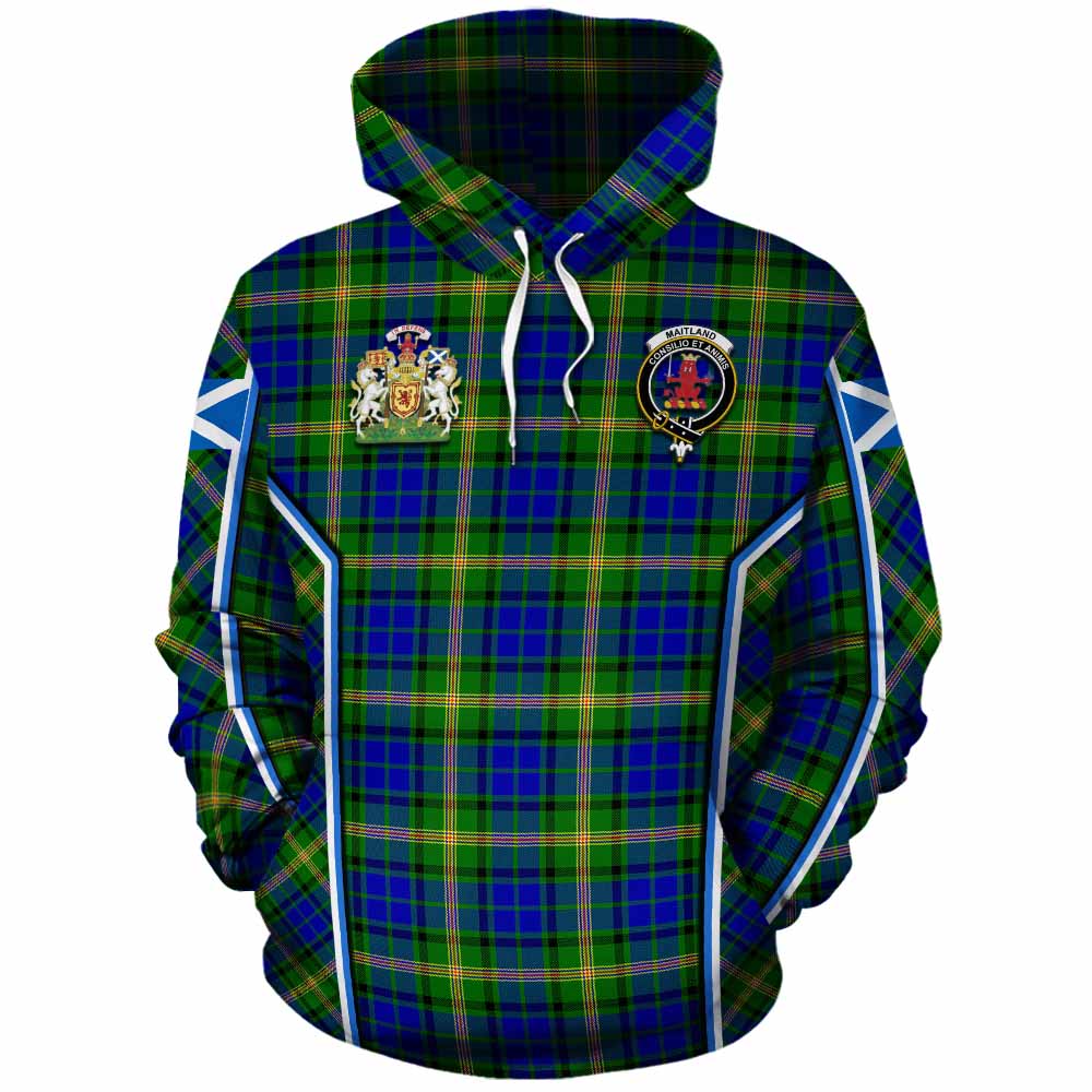 Maitland Tartan Crest Cotton Hoodie Scotland Coat of Arm Flag Style - Tartan Vibes Clothing