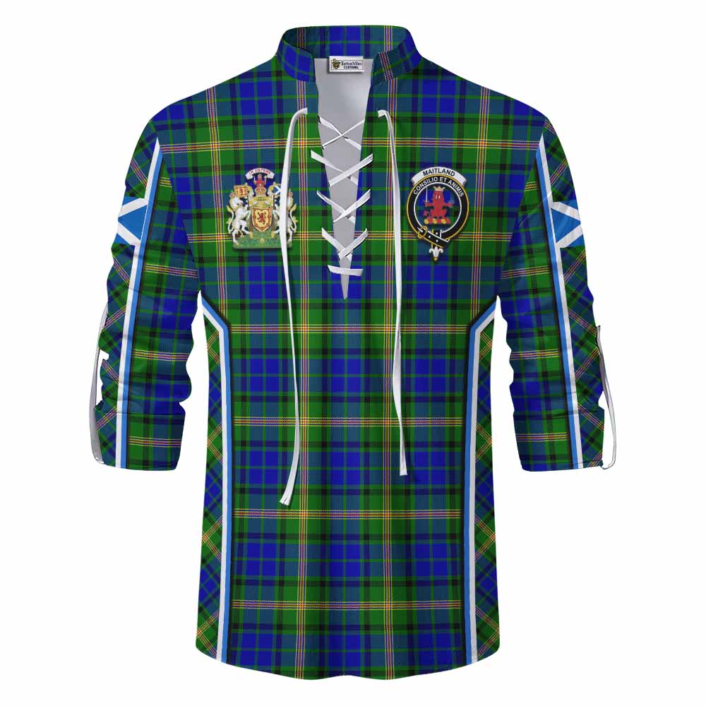 Maitland Tartan Crest Ghillie Kilt Shirt Scotland Coat of Arm Flag Style - Tartan Vibes Clothing