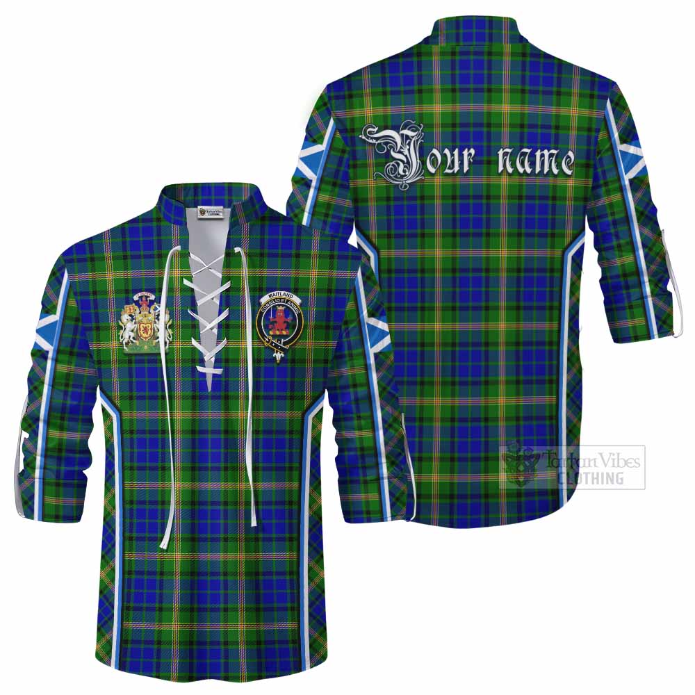 Maitland Tartan Crest Ghillie Kilt Shirt Scotland Coat of Arm Flag Style - Tartan Vibes Clothing