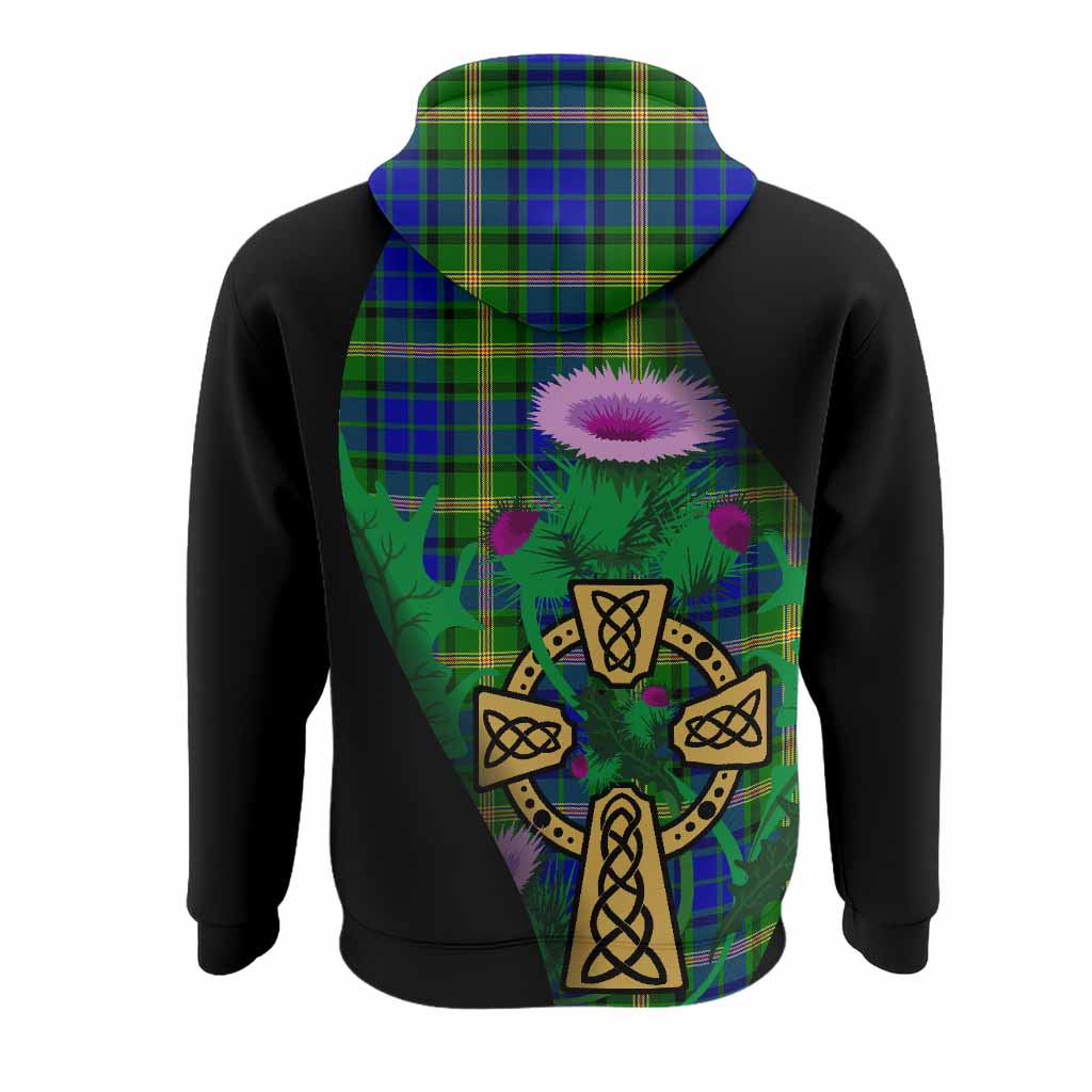 Maitland Tartan Crest Hoodie Celtic Cross Thistle Flowers