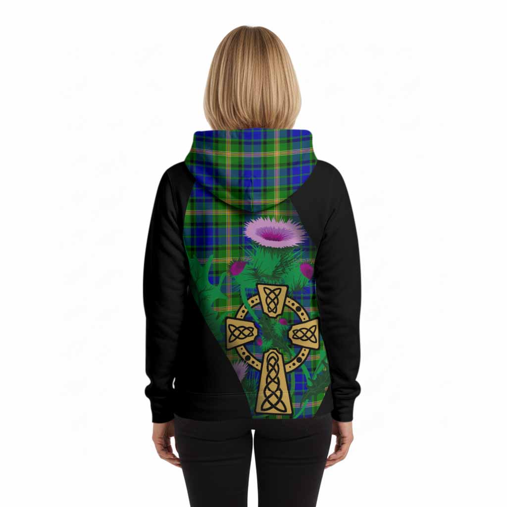 Maitland Tartan Crest Hoodie Celtic Cross Thistle Flowers