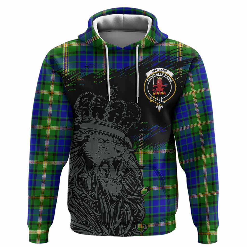 Maitland Tartan Crest Hoodie Crowned Lion Heritage Style