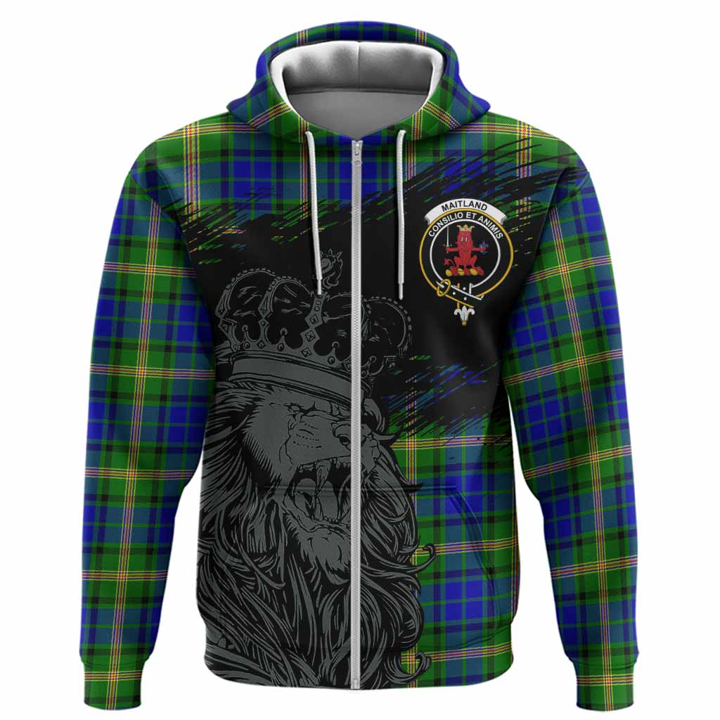 Maitland Tartan Crest Hoodie Crowned Lion Heritage Style