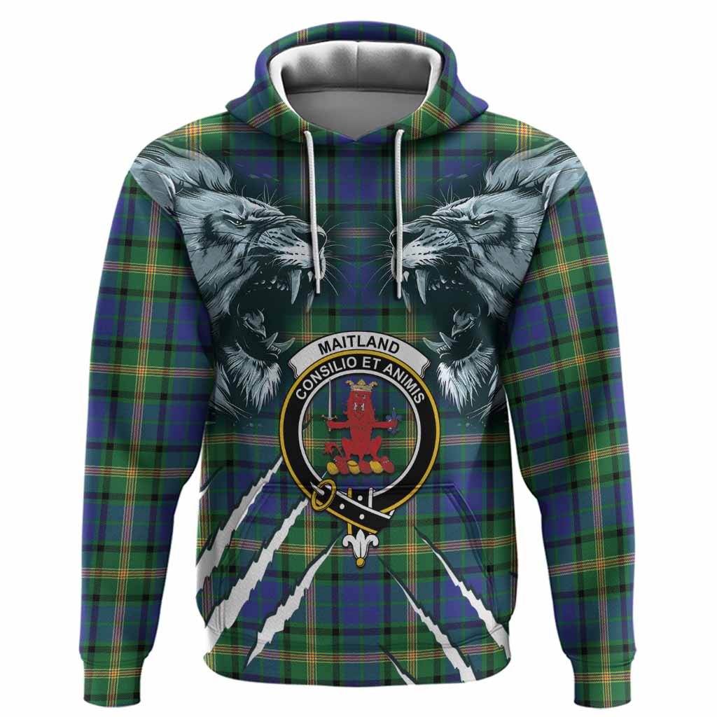 Maitland Tartan Crest Hoodie Ferocious Lion Style