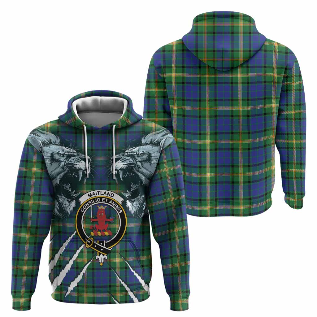 Maitland Tartan Crest Hoodie Ferocious Lion Style