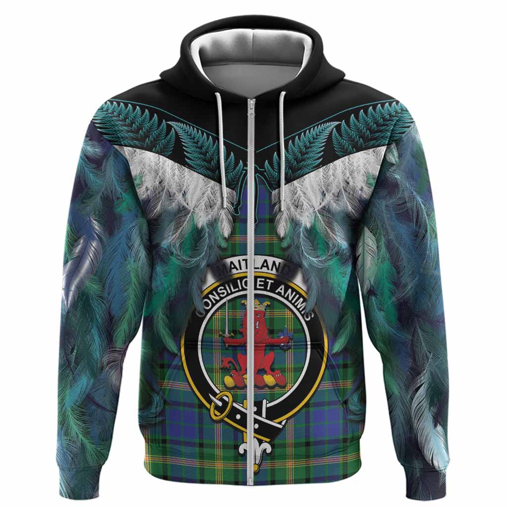 Maitland Tartan Crest Hoodie New Zealand Maori Korowai Cloak