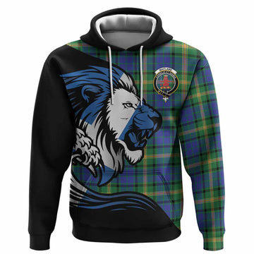 Maitland Tartan Crest Hoodie Scottish Golden Lions Wave Flow