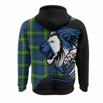 Maitland Tartan Crest Hoodie Scottish Golden Lions Wave Flow