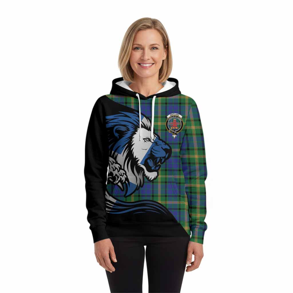 Maitland Tartan Crest Hoodie Scottish Golden Lions Wave Flow