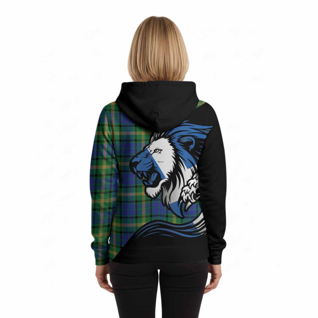 Maitland Tartan Crest Hoodie Scottish Golden Lions Wave Flow