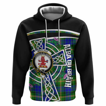 Maitland Tartan Crest Hoodie Scottish Thistle Celtic Cross Alba Gu Brath