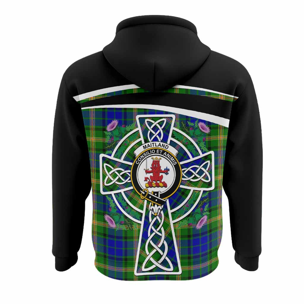 Maitland Tartan Crest Hoodie Scottish Thistle Celtic Cross Alba Gu Brath