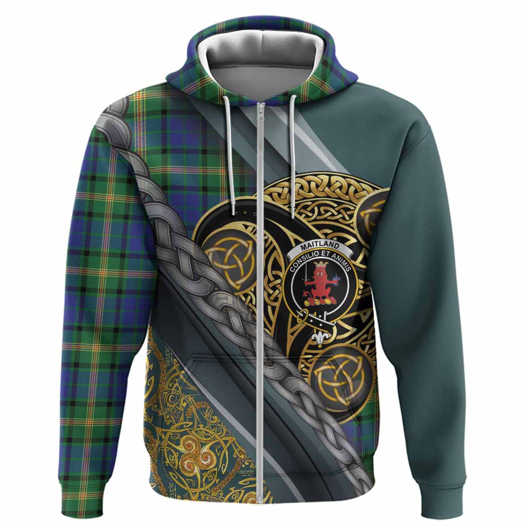 Maitland Tartan Crest Hoodie Scottish Triskele Celtic