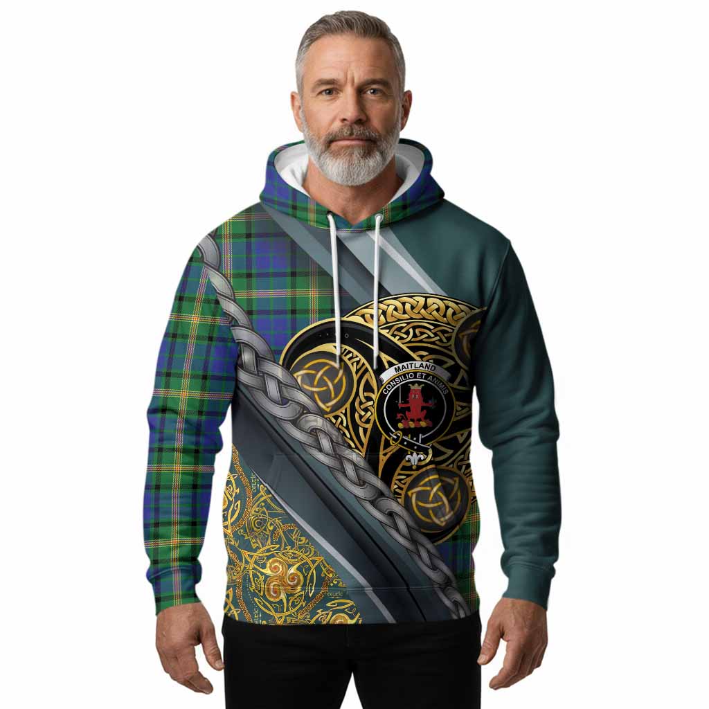 Maitland Tartan Crest Hoodie Scottish Triskele Celtic