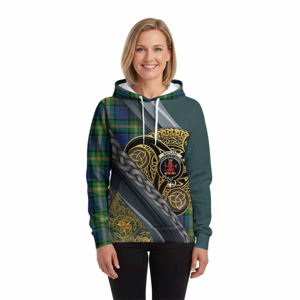 Maitland Tartan Crest Hoodie Scottish Triskele Celtic