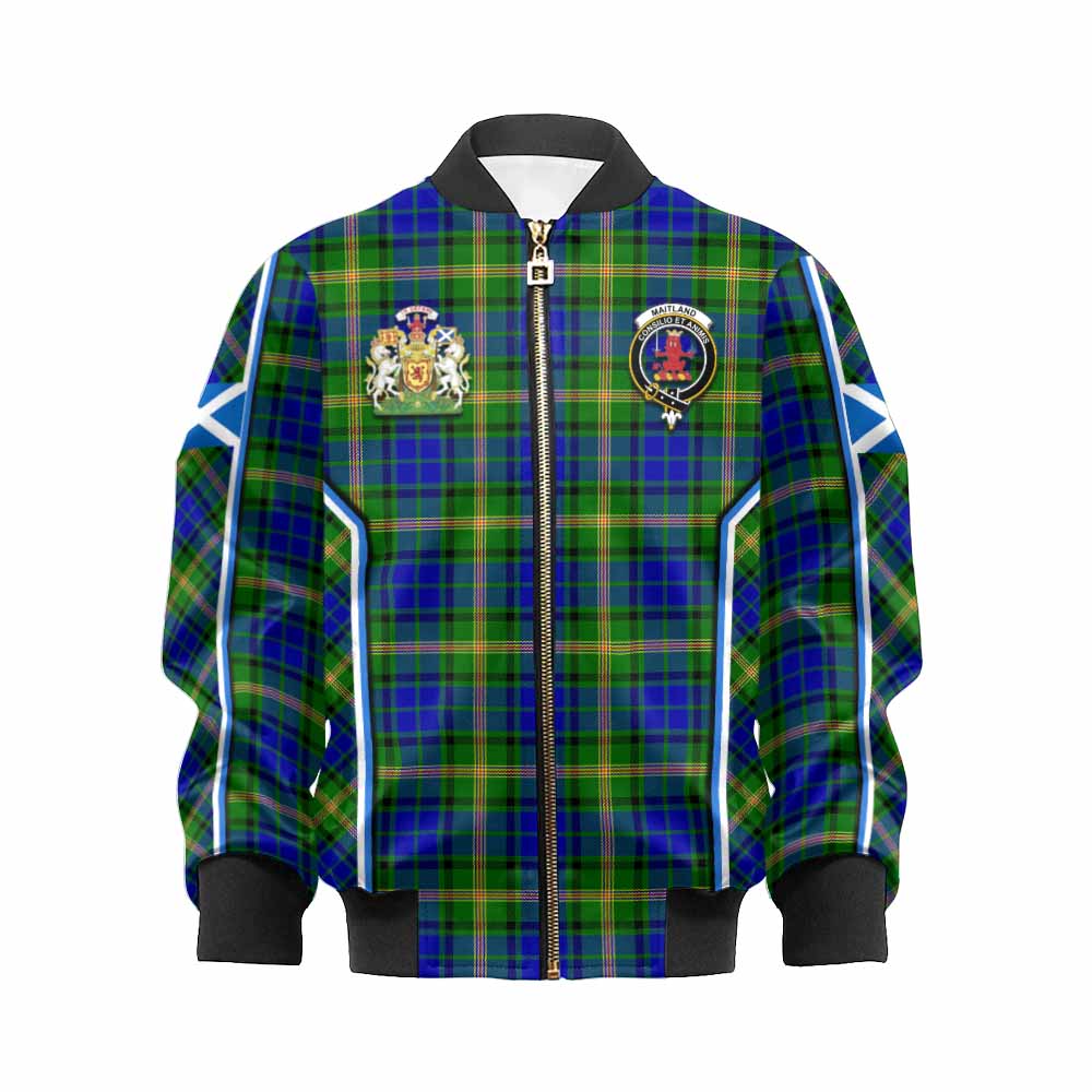 Maitland Tartan Crest Kid Bomber Jacket Scotland Coat of Arm Flag Style - Tartan Vibes Clothing