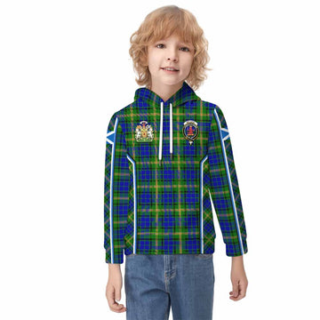 Maitland Tartan Crest Kid Hoodie Scotland Coat of Arm Flag Style - Tartan Vibes Clothing