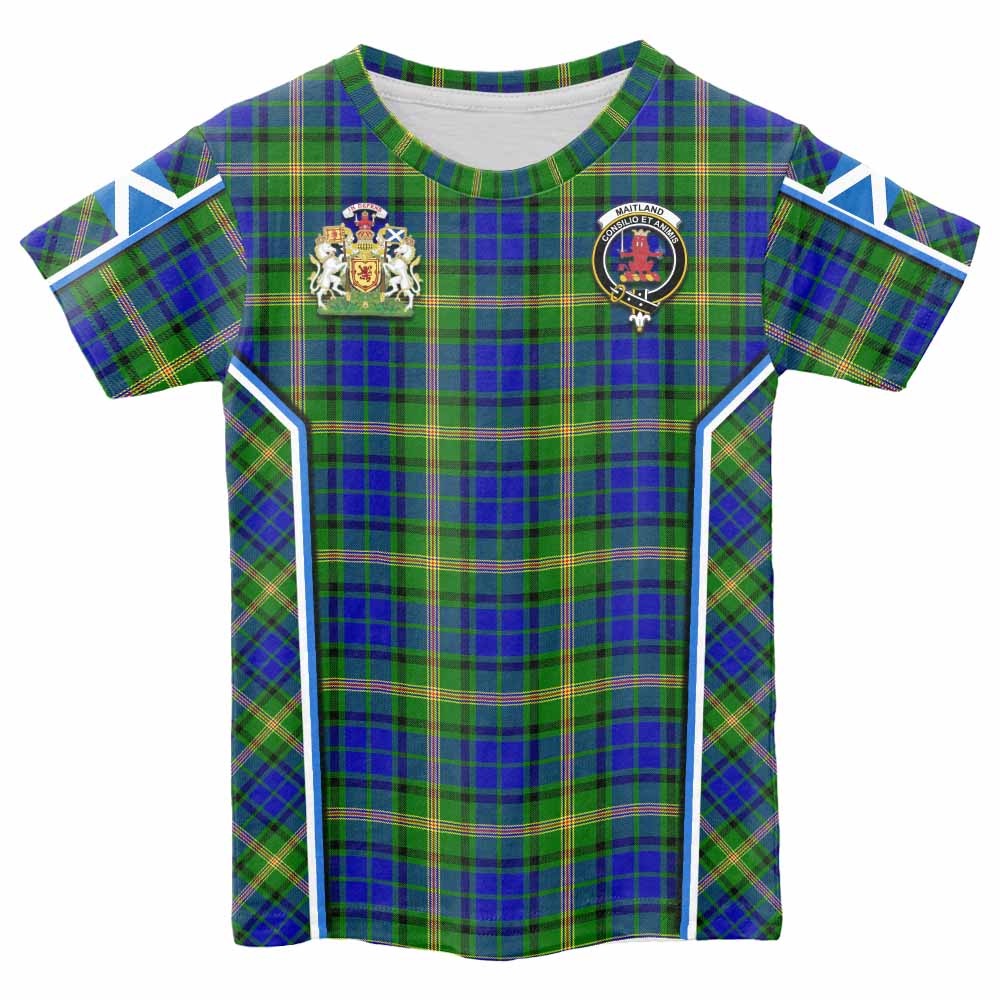 Maitland Tartan Crest Kid T-shirt Scotland Coat of Arm Flag Style - Tartan Vibes Clothing