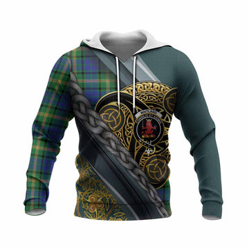 Maitland Tartan Crest Knitted Hoodie Scottish Triskele Celtic