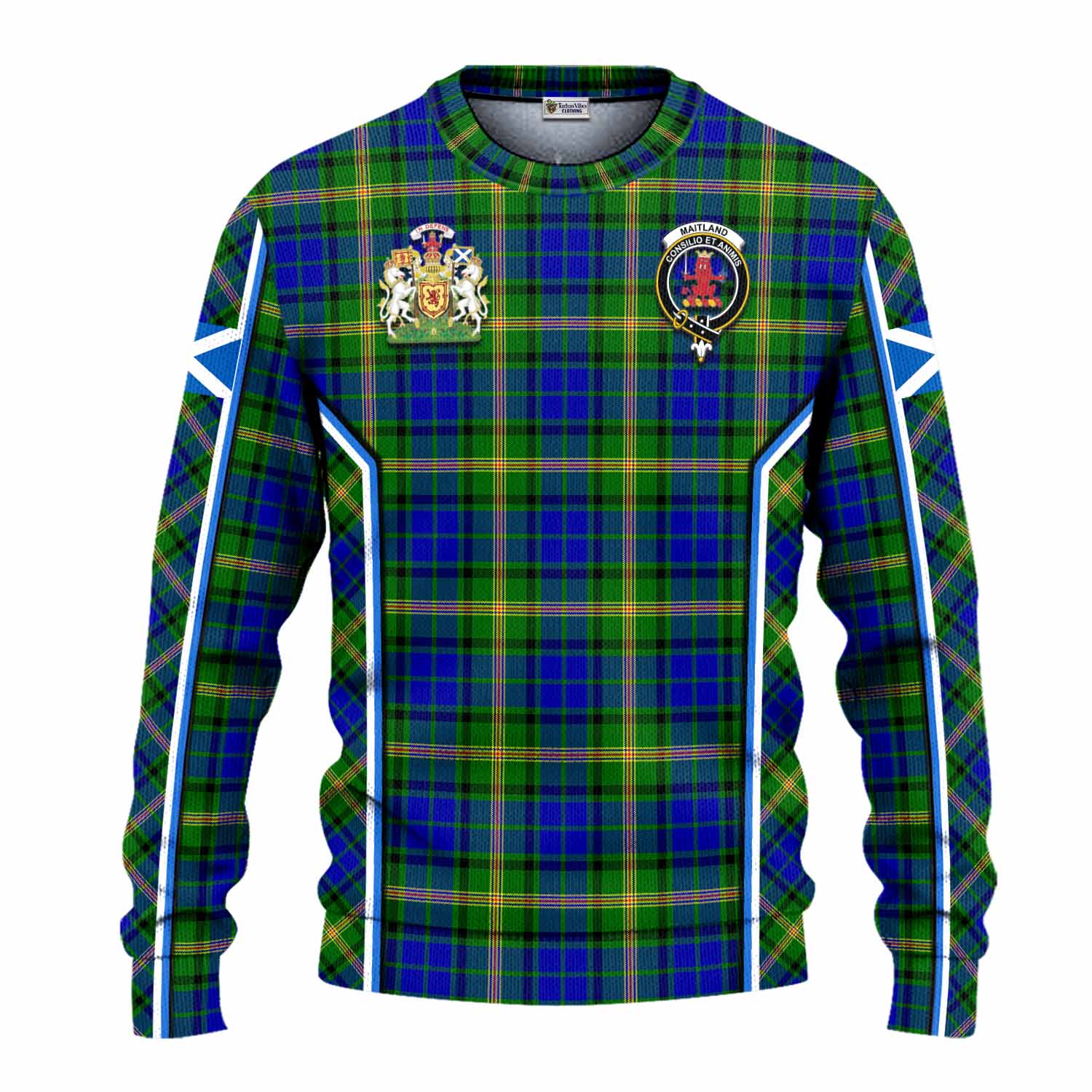 Maitland Tartan Crest Knitted Sweater Scotland Coat of Arm Flag Style - Tartan Vibes Clothing