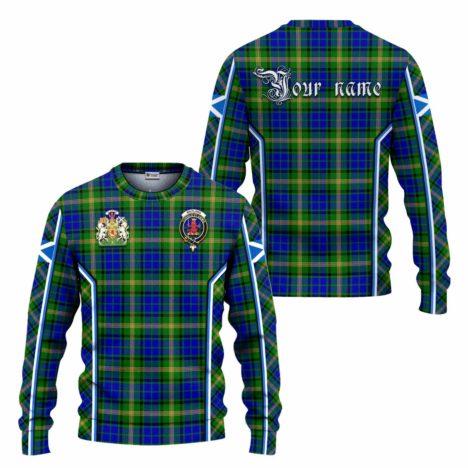 Maitland Tartan Crest Knitted Sweater Scotland Coat of Arm Flag Style - Tartan Vibes Clothing
