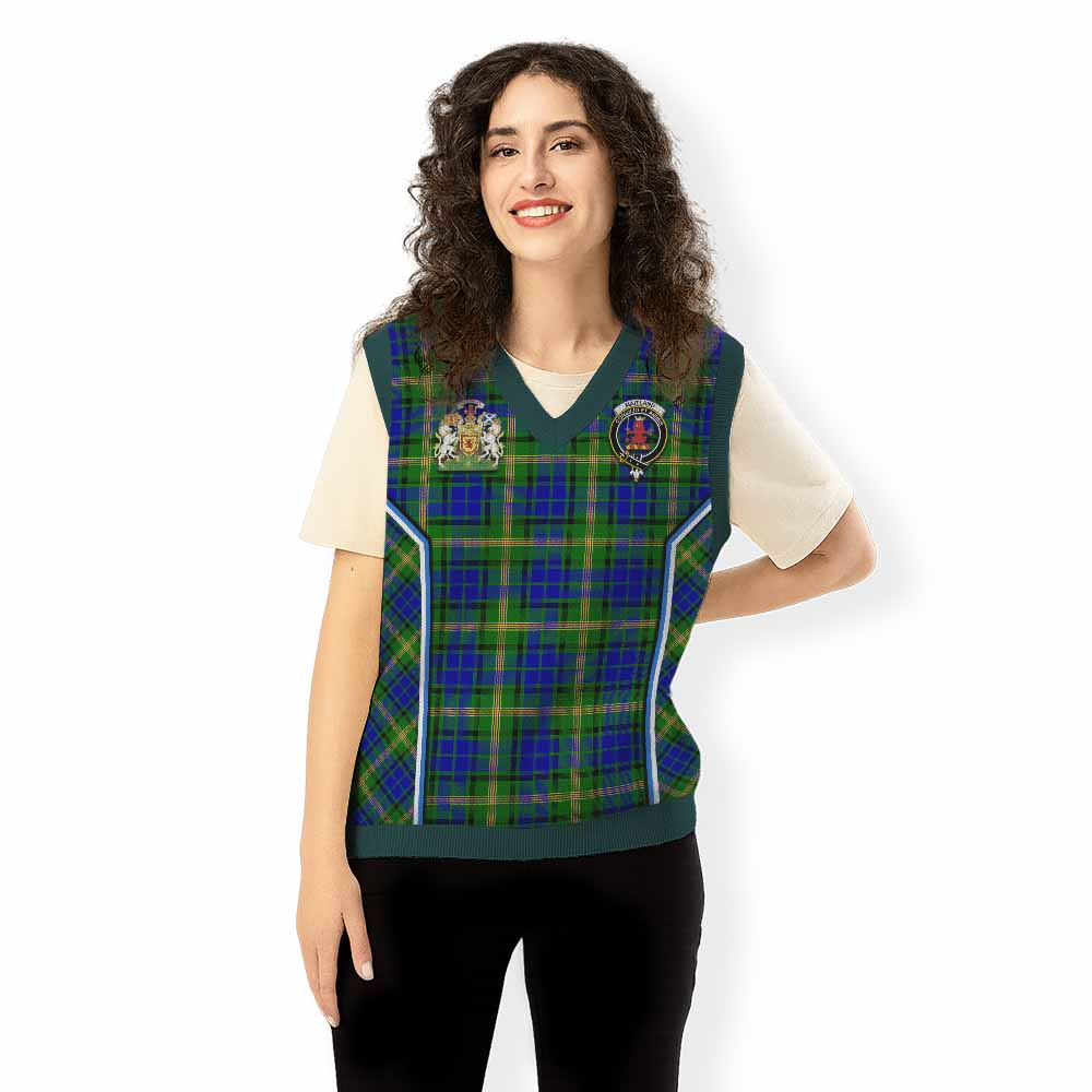 Maitland Tartan Crest Knitted V-Neck Vest Scotland Coat of Arm Flag Style - Tartan Vibes Clothing