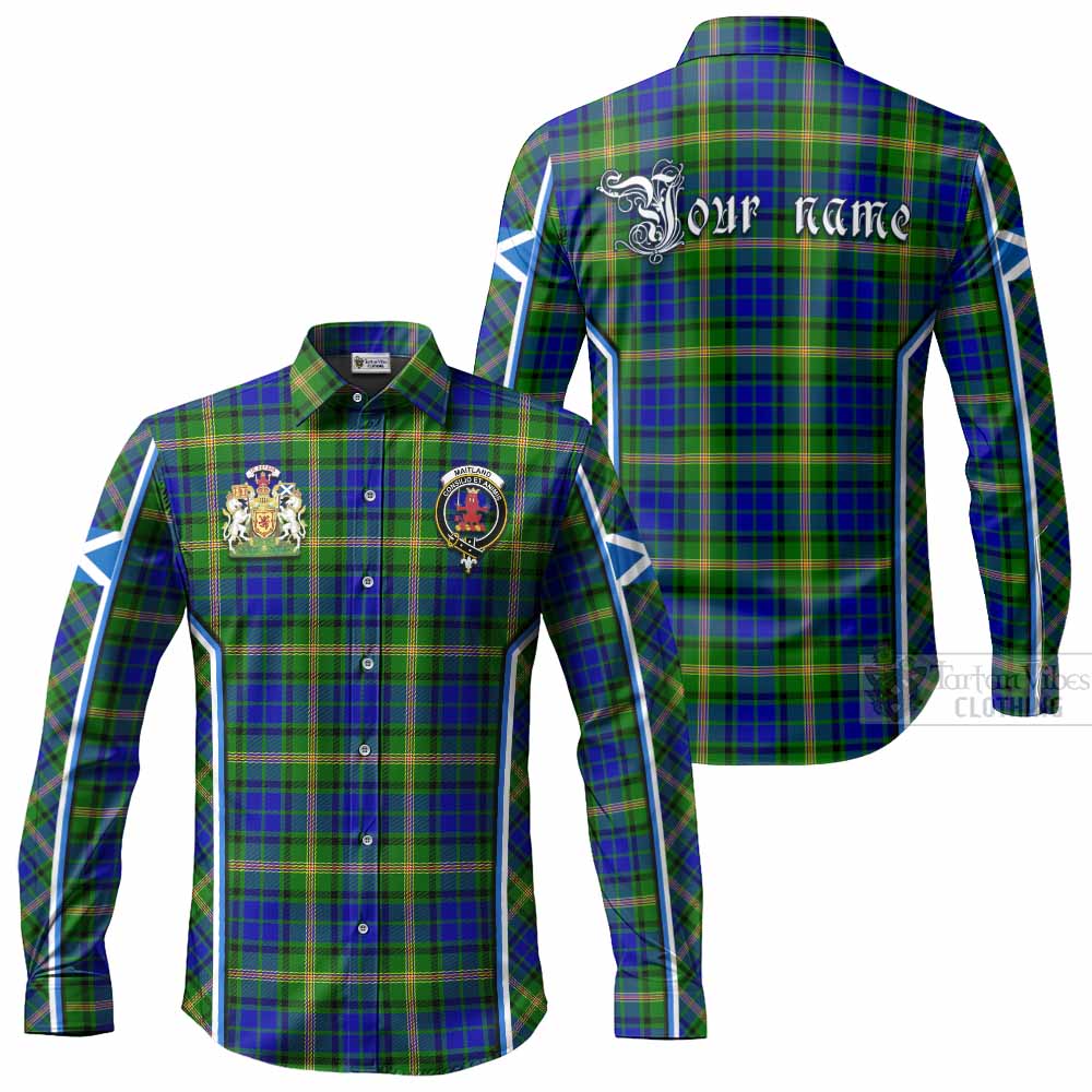 Maitland Tartan Crest Long Sleeve Button Shirts Scotland Coat of Arm Flag Style - Tartan Vibes Clothing