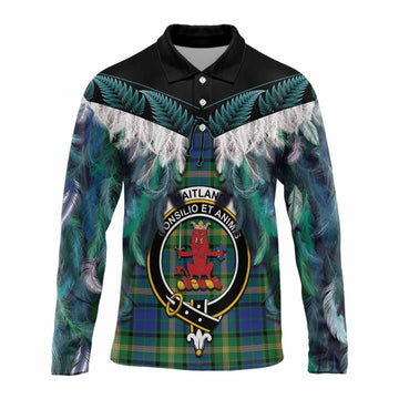 Maitland Tartan Crest Long Sleeve Polo Shirt New Zealand Maori Korowai Cloak