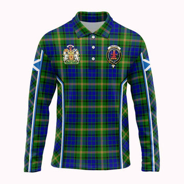 Maitland Tartan Crest Long Sleeve Polo Shirt Scotland Coat of Arm Flag Style