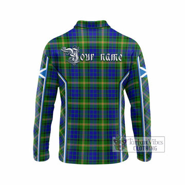 Maitland Tartan Crest Long Sleeve Polo Shirt Scotland Coat of Arm Flag Style
