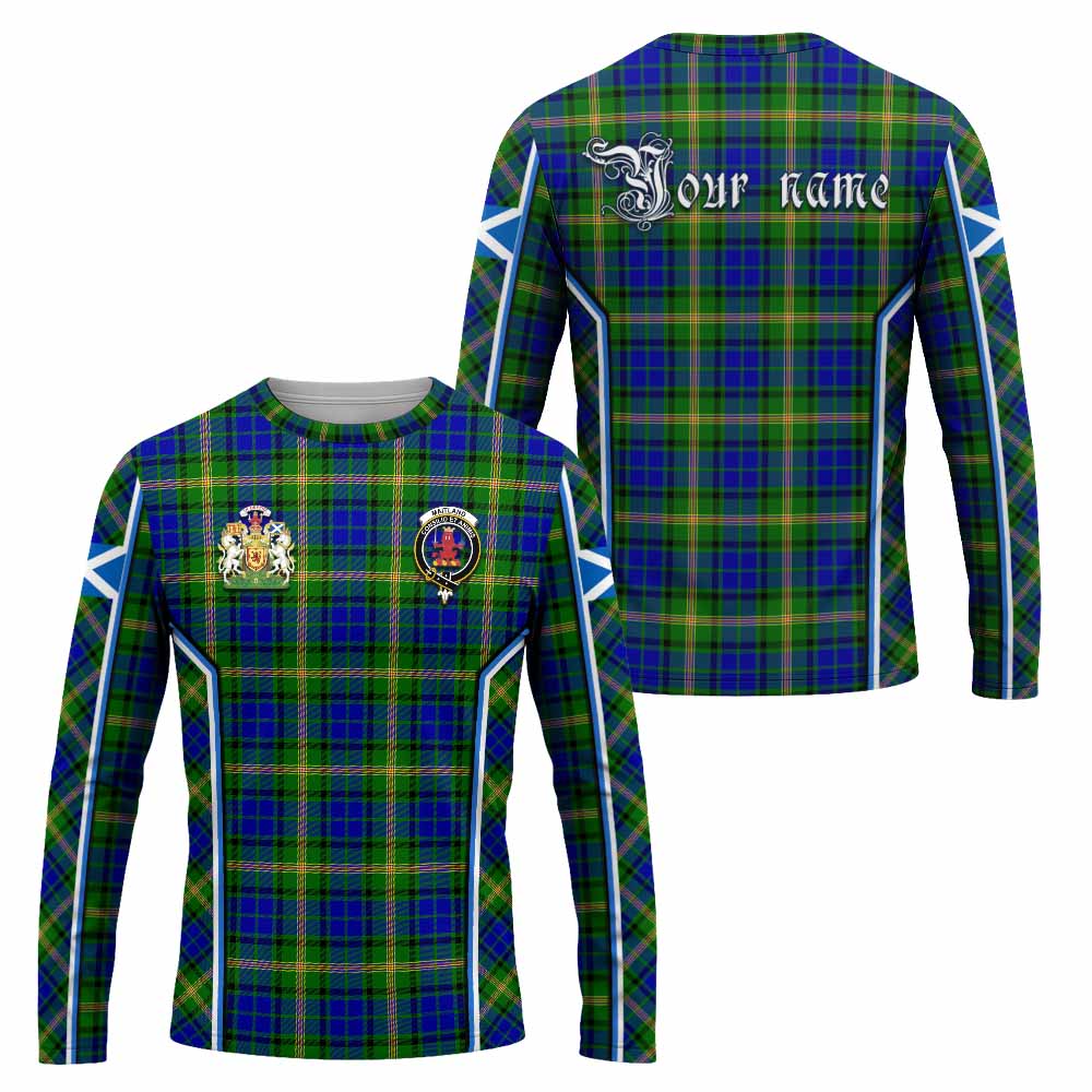 Maitland Tartan Crest Long Sleeve T-Shirt Scotland Coat of Arm Flag Style - Tartan Vibes Clothing