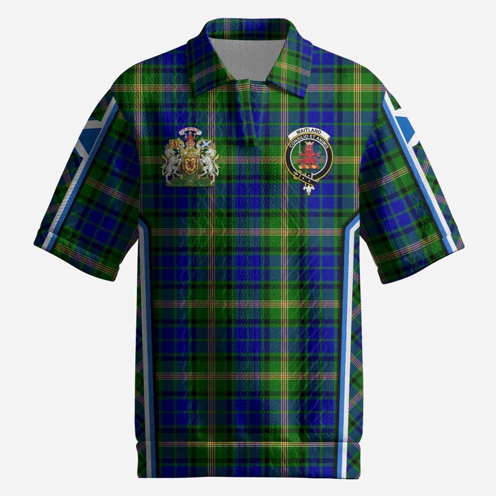 Maitland Tartan Crest Men’s Polo Sweater Top Scotland Coat of Arm Flag Style