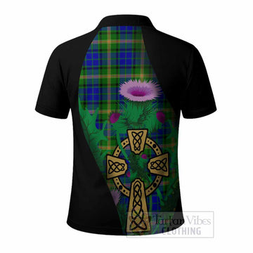 Maitland Tartan Crest Polo Shirt Celtic Cross Thistle Flowers