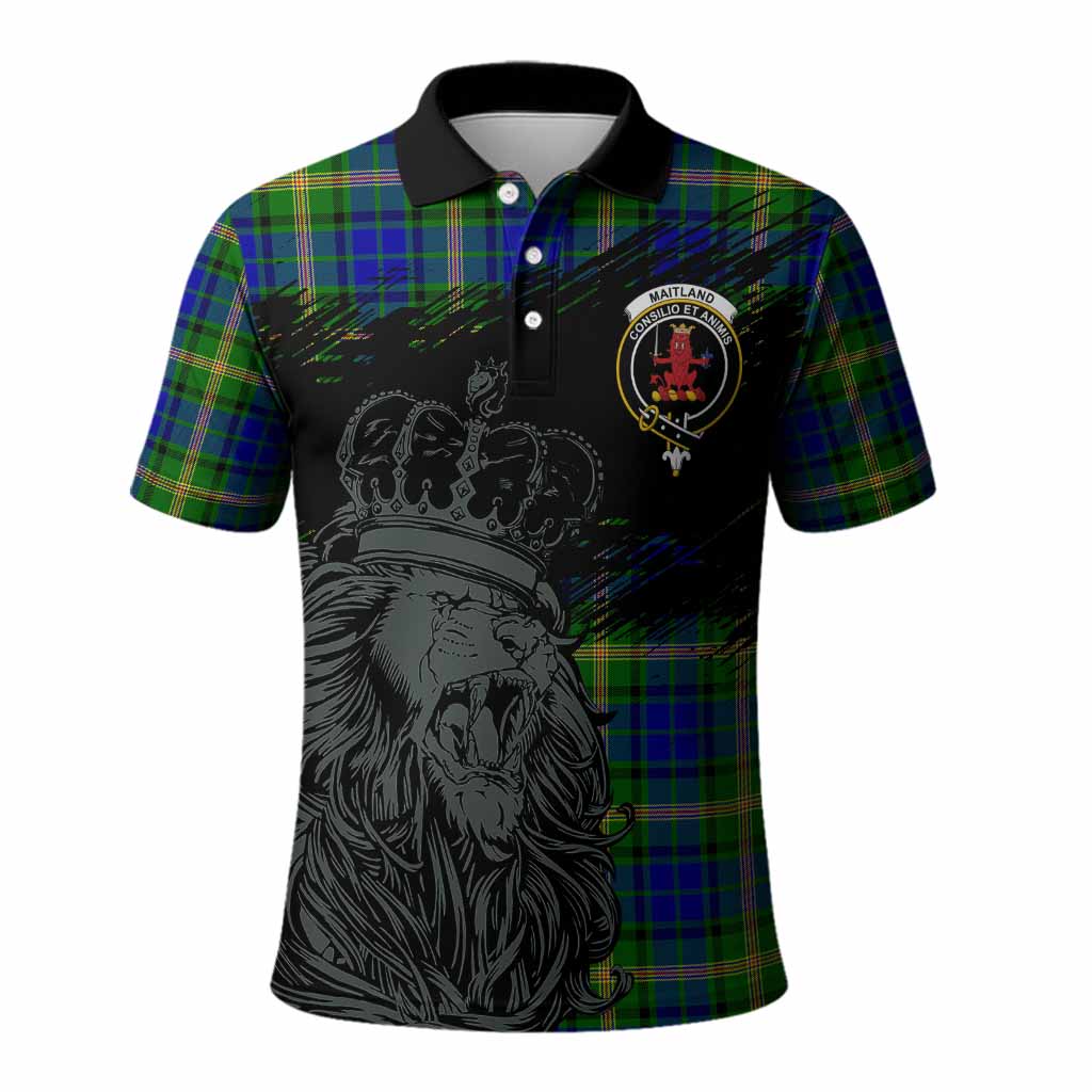 Maitland Tartan Crest Polo Shirt Crowned Lion Heritage Style