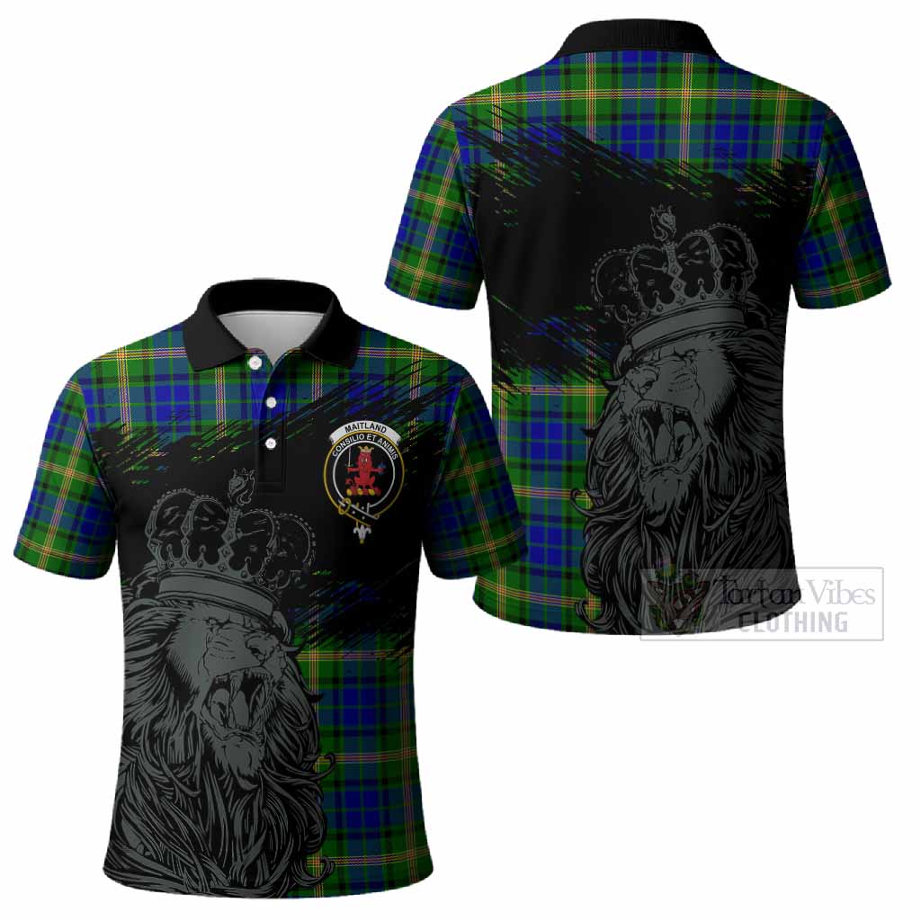 Maitland Tartan Crest Polo Shirt Crowned Lion Heritage Style