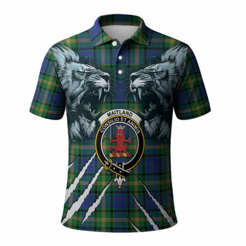 Maitland Tartan Crest Polo Shirt Ferocious Lion Style