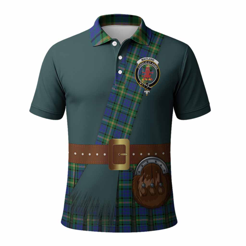 Maitland Tartan Crest Polo Shirt Kilt Costume Style