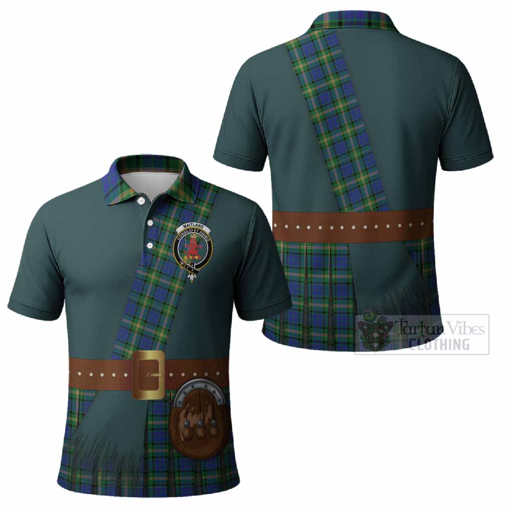 Maitland Tartan Crest Polo Shirt Kilt Costume Style