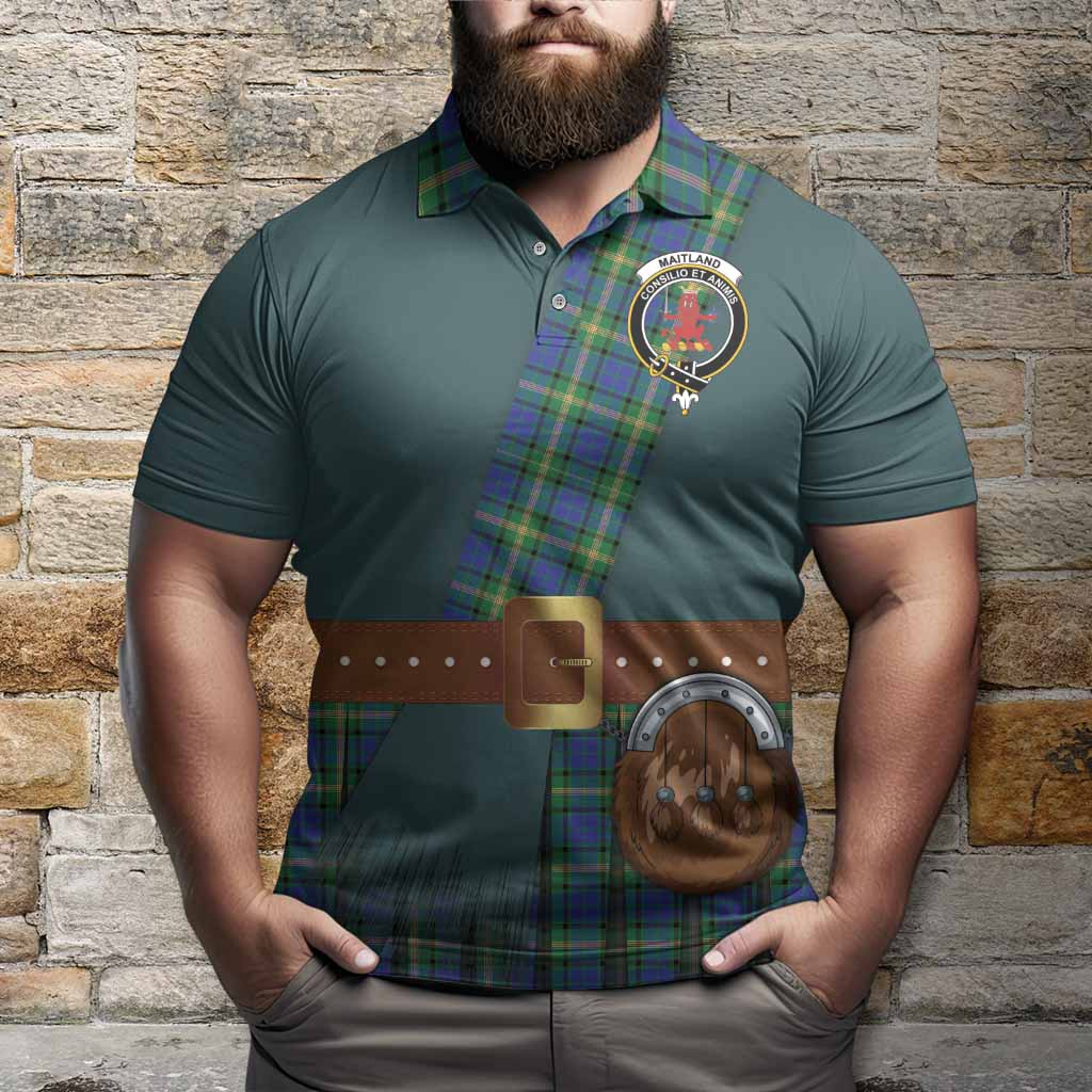 Maitland Tartan Crest Polo Shirt Kilt Costume Style