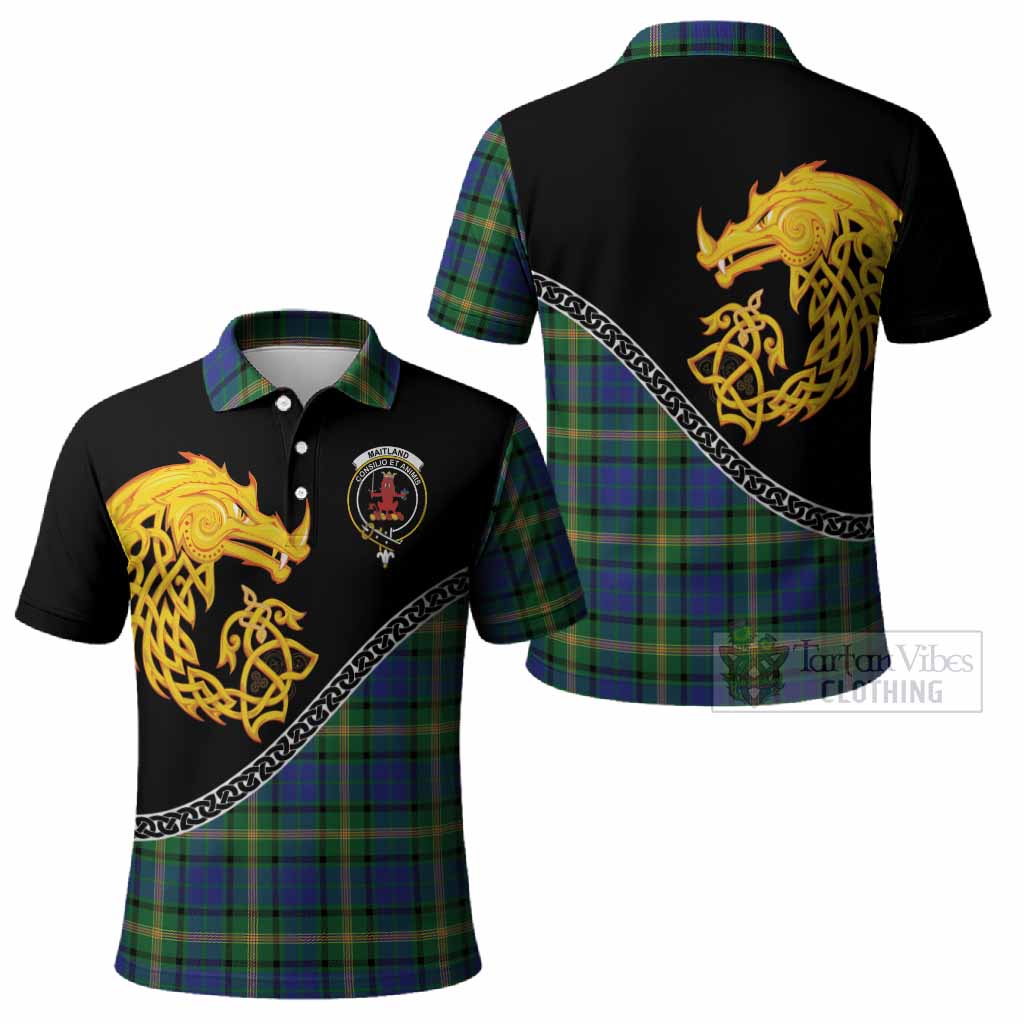 Maitland Tartan Crest Polo Shirt Legendary Dragon Knot Half Style