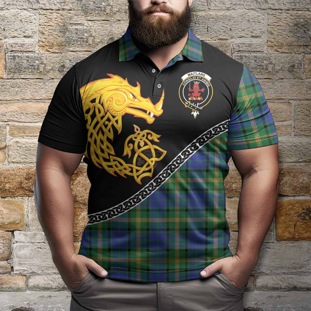 Maitland Tartan Crest Polo Shirt Legendary Dragon Knot Half Style