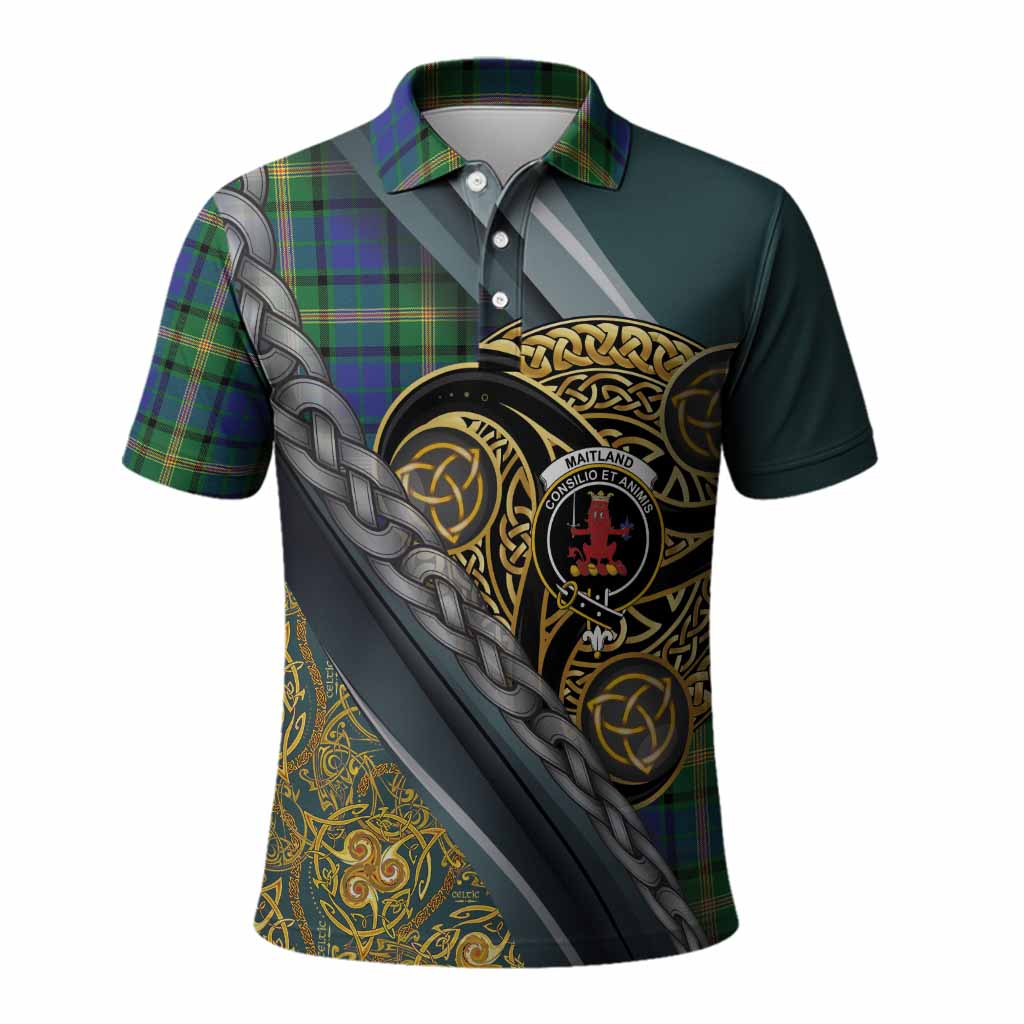 Maitland Tartan Crest Polo Shirt Scottish Triskele Celtic