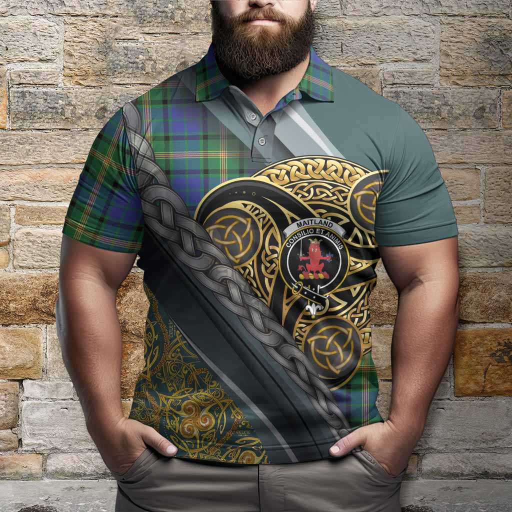 Maitland Tartan Crest Polo Shirt Scottish Triskele Celtic
