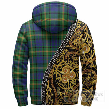 Maitland Tartan Crest Sherpa Hoodie Celtic Knot and Triple Trickle Spiral Symbols